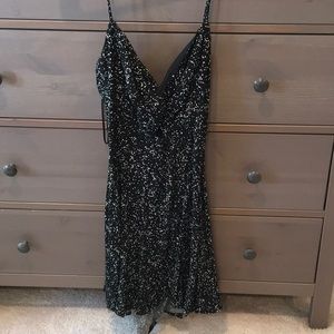 Black open back dress